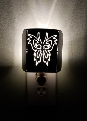 Funky Jazzy Butterfly Plasma Cut Metal Night Light in Raw Steel