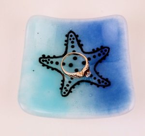 Starfish Fused Glass Ring Dish or Spoon Rest