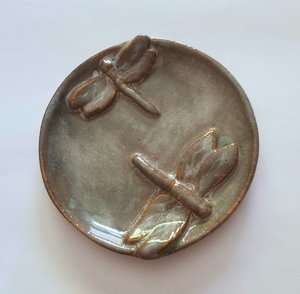 Dragon Fly Terra Cotta Stoneware Clay Soap Dish, Spoon Rest, Tea Bag or Ring Holder