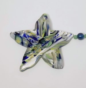 Fused Glass Blue and Green Starfish Suncatcher