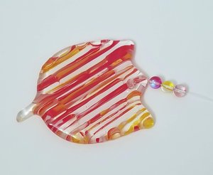 Fused Glass Red and Yellow Tulip Suncatcher