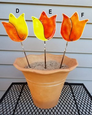 Fused Glass Tulip Garden or Planter Stake in a Variety of Colors