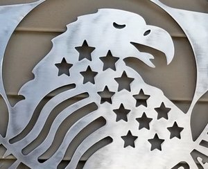 Home of the Free Eagle and American Flag Plasma Cut Metal Sign
