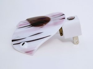 Fused Glass Pink, Purple and White Bird LED Dusk to Dawn Nightlight