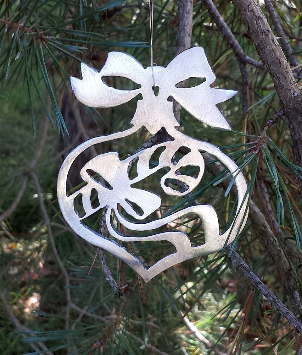 Large Plasma Cut Metal Candy Cane Window or Christmas Ornament Made to Order in Raw Steel