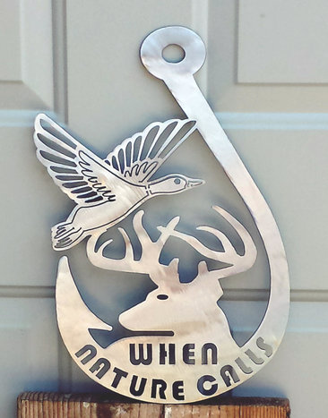 Plasma Cut Fish Hook Deer and Duck Wall Plaque Made to Order in Raw Steel