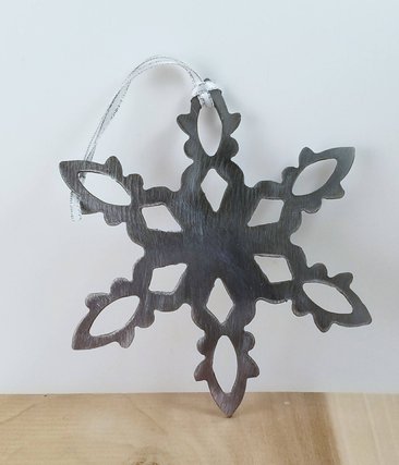 Plasma Cut Metal Rustic Snow Flake Window or Christmas Ornament Made to Order in Raw Steel