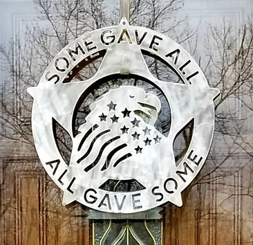 Plasma Cut Metal American Eagle with Flag Military Wall Hanging Wall Plaque or Door Wreath in Raw Steel