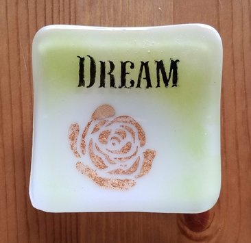 Dream Rose Fused Glass Ring Dish or Spoon Rest