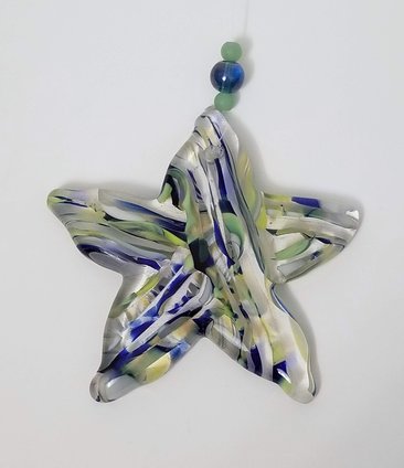 Fused Glass Blue and Green Starfish Suncatcher
