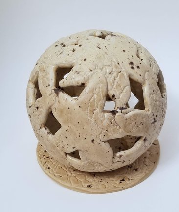Stoneware Ceramic Doily Starfish Ball Candle Luminary